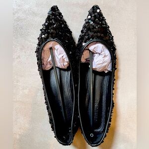Black sequins ballet flats